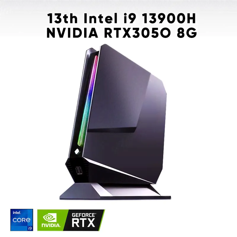 TOPTON Мини-ПК F10 (Intel Core i9-12900H, RAM 64 ГБ, SSD 4096 ГБ, NVIDIA GeForce RTX 3050 (8 Гб), Windows 11 Pro), F10, темно-серый