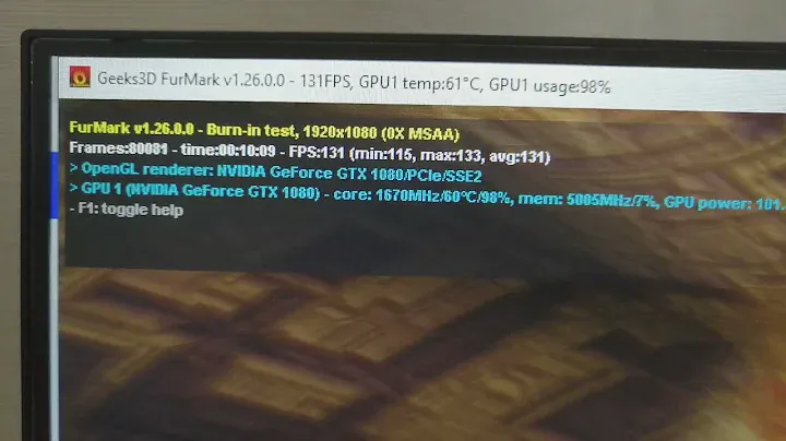 Gigabyte 1080 G1 Gaming FurMark тест